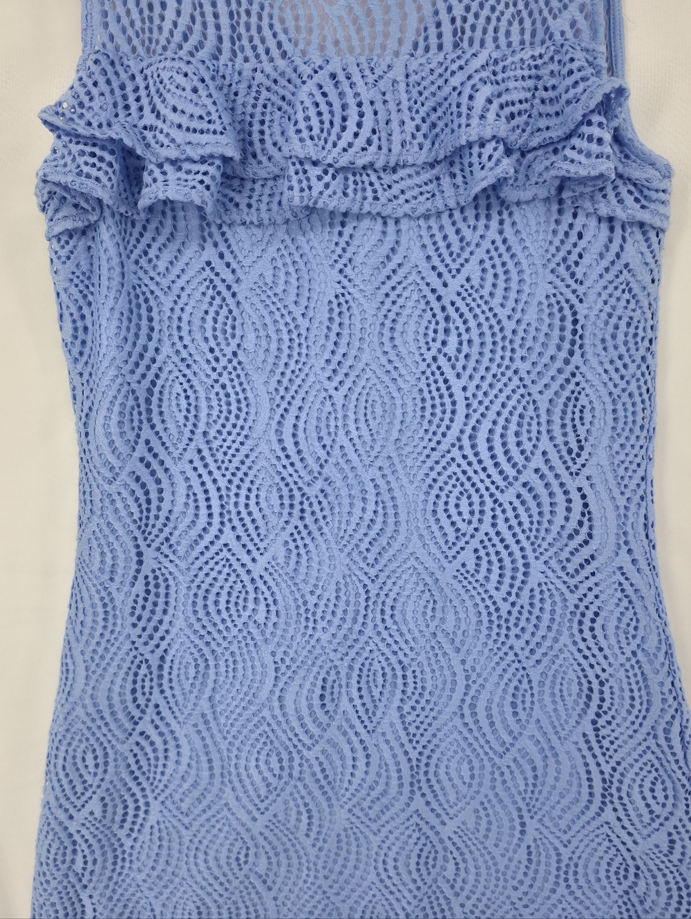 Lilly Pulitzer Janine Shift Flowing Leaf Lace Peri Blue Mini Dress Ruffle M - Picture 5 of 13
